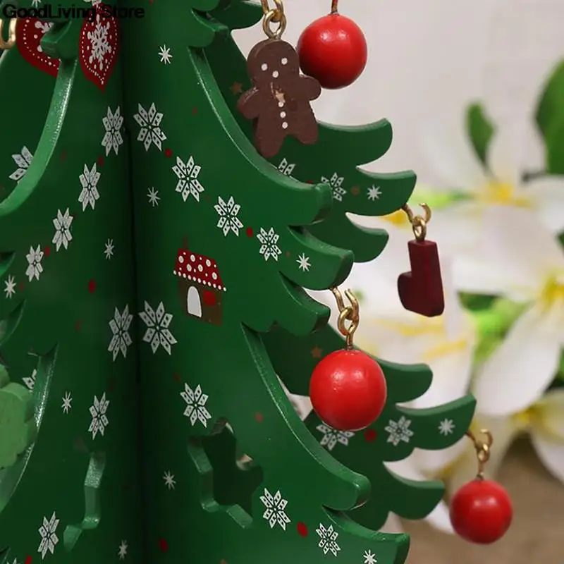 Fatto a mano fai da te Stereo albero di natale in legno albero di natale Layout per bambini decorazioni natalizie puntelli Desktop ornamenti regali