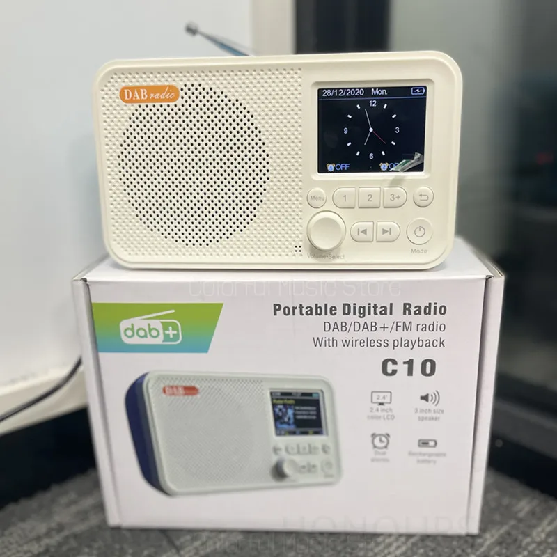 C10 EU DAB/ DAB +/FM Radio Digital 2.4 Inci Layar LCD Warna BT 5.0 Radio Bertenaga Baterai Radio Penyiaran Portabel untuk Rumah