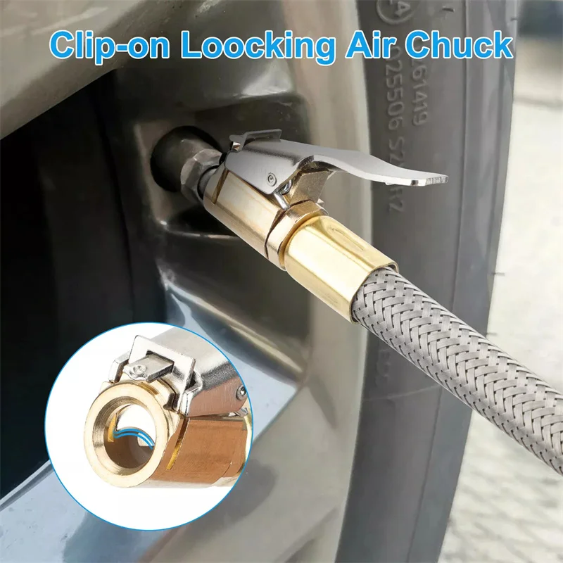 Selang Tabung Tiup 20 "Selang Inflator Udara Ban Mobil Sambungan Tabung Inflator Chuck Inflasi Cepat Pengunci Chuck Udara Sepeda Motor