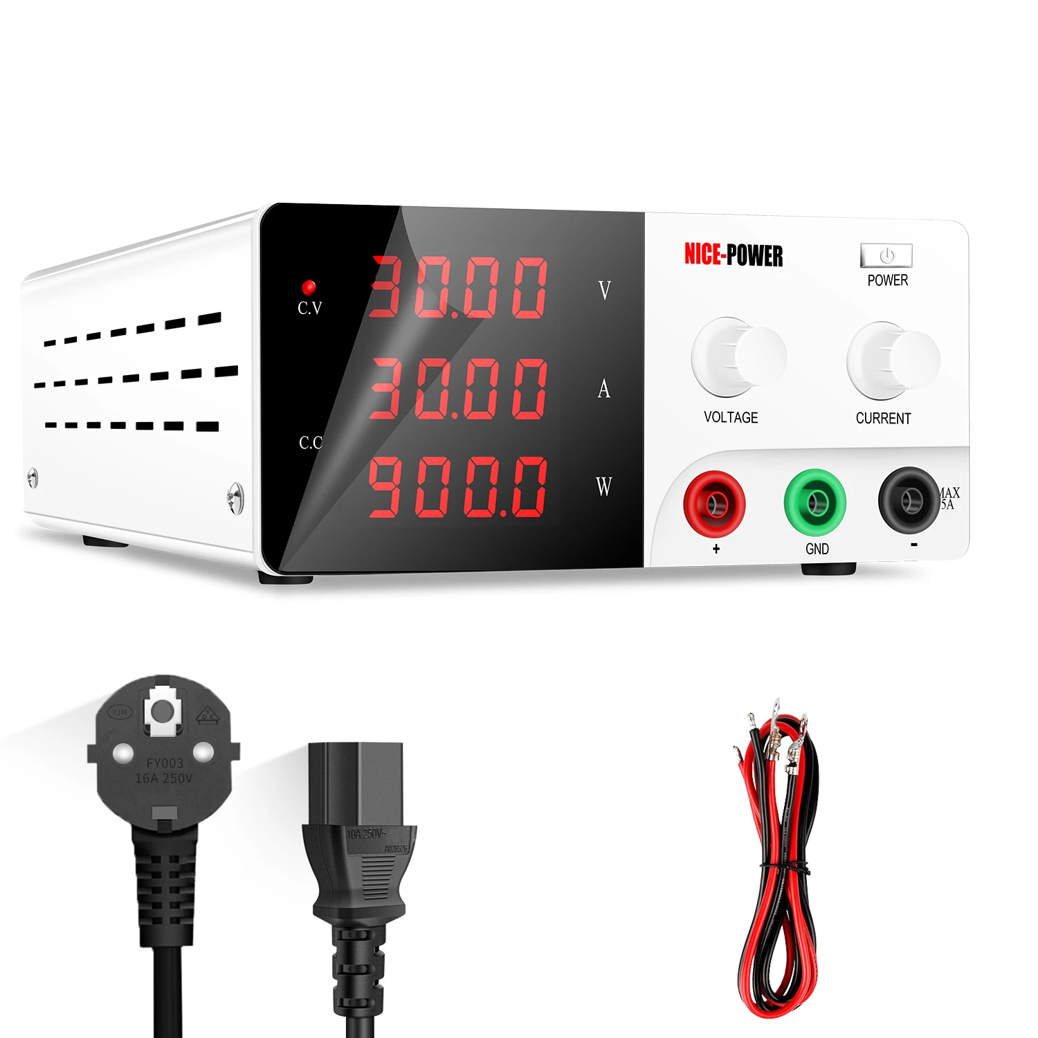 Fonte de Alimentação Reguladora de Comutação Variável, Leve, LED 4 Digital, DC de Laboratório, 30V, 20A, 30V, 30A, 60V, 10A