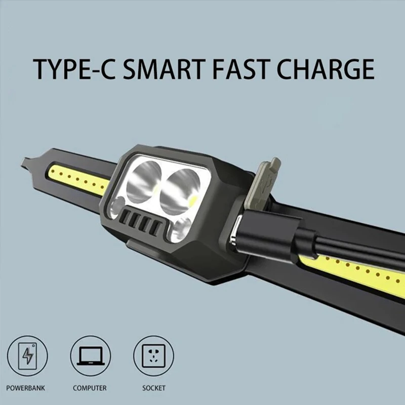 Lampada frontale con sensore a LED 1000 lumen COB Silicone leggero per corsa escursionismo campeggio