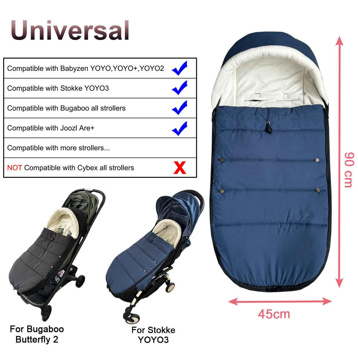 Mom Tan Universal Stroller Footmuff Fit For Babyzen YOYO, Bugaboo,Joolz Strollers— Winter Stroller Accessories,Not A Sleep Bag