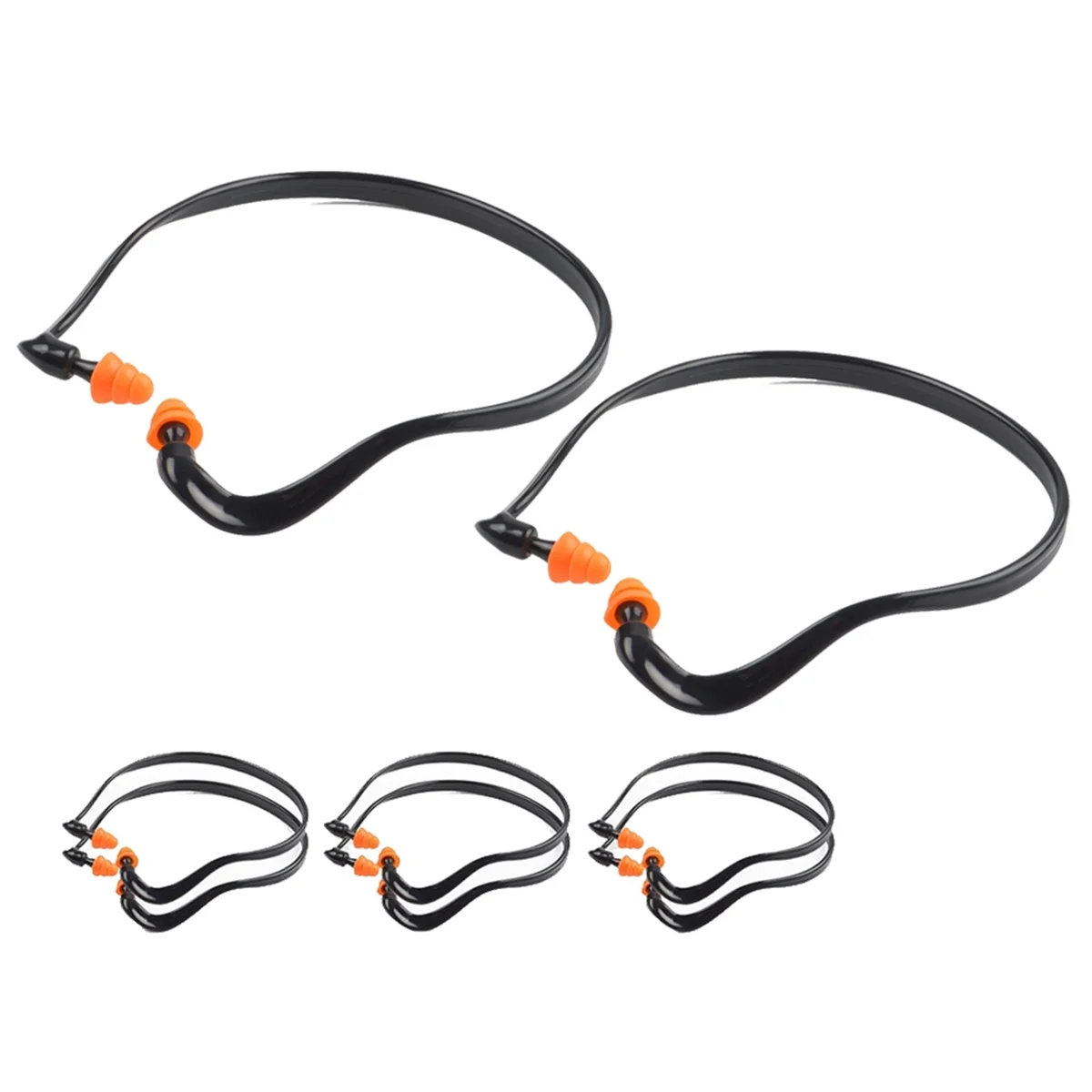 ABJZ 8 Pcs Ear Plugs Banded for Hearing Protection Reusable Washable Ear Protection with Silicone Tips for Lawn Mowing