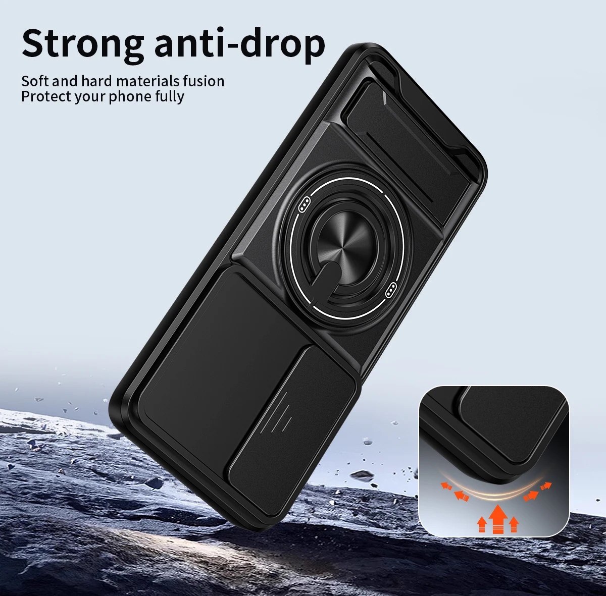Ringhalter-Hülle für Huawei Honor 90 5G, magnetischer Ständer, Linsenschutz, Schutzhülle für Honor 90 Lite, stoßfeste Handyhülle. – Detail 3