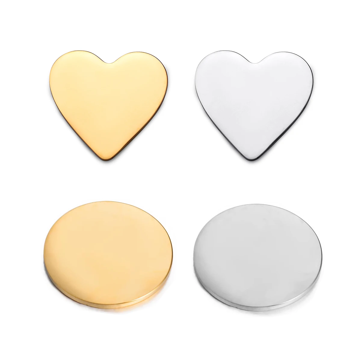 Großhandel 4 Stück/Set Edelstahl Runde Anhänger ohne Loch, poliert, für DIY-Schmuckherstellung, personalisierte Namens- oder Logo-Scheiben – Detail 2