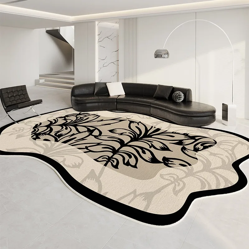 

Living Room Carpet Sofa Coffee Table Floor Mat Home Decoration Rug Irregular Large Area Carpets French Minimalist Style Floral