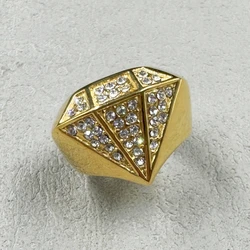 HIP hop stal nierdzewna 316L złoty kolor z rhinestone party Ring dla kobiet mężczyzn prezent Dropshipping hurtowych