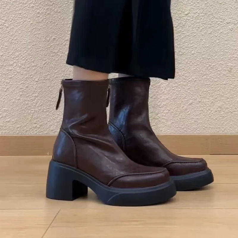 

High Heels Ankle Boots for Women Chunky Dress Shoes Fashion Luxury Woman Pumps 2025 Winter Chelsea Botas Mujer Designer Shoes