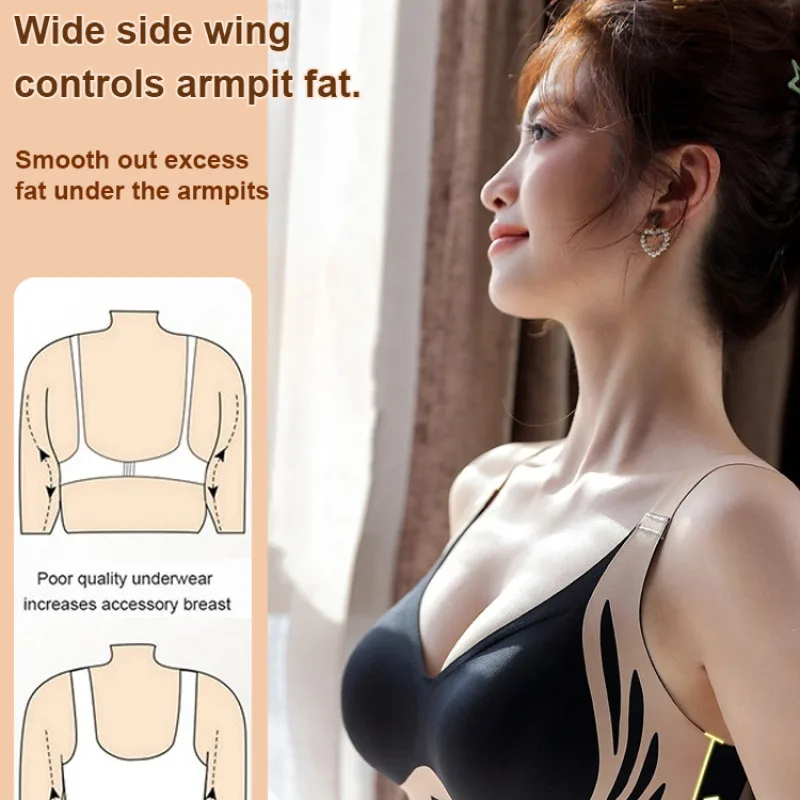 Veimia [Strong Support/Push Up] Lifting Anti-Sagging Wireless Push-up Bra Armpit Fat Control/Anti-Slipping/U Shaped Back/Soft