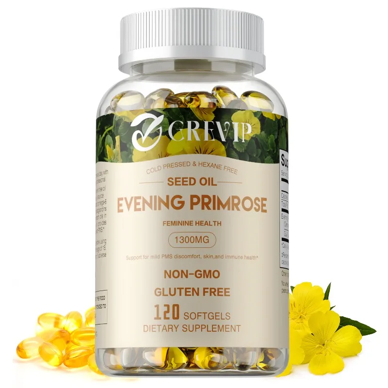 

Evening Primrose Oil Capsules for Healthy Skin and Hair, Balance Hormones and Reduce Menopause