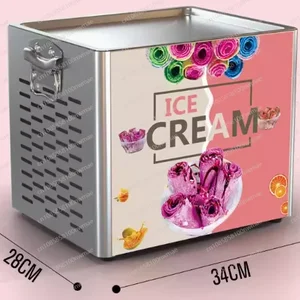 آلة لفة الآيس كريم المقلية مقلاة صغيرة تايلاندية ملفوفة الآيس كريم آلة لفة الزبادي المقلي أفضل 10 مبيعات لآلة الآيس كريم التايلاندية - رقم 2