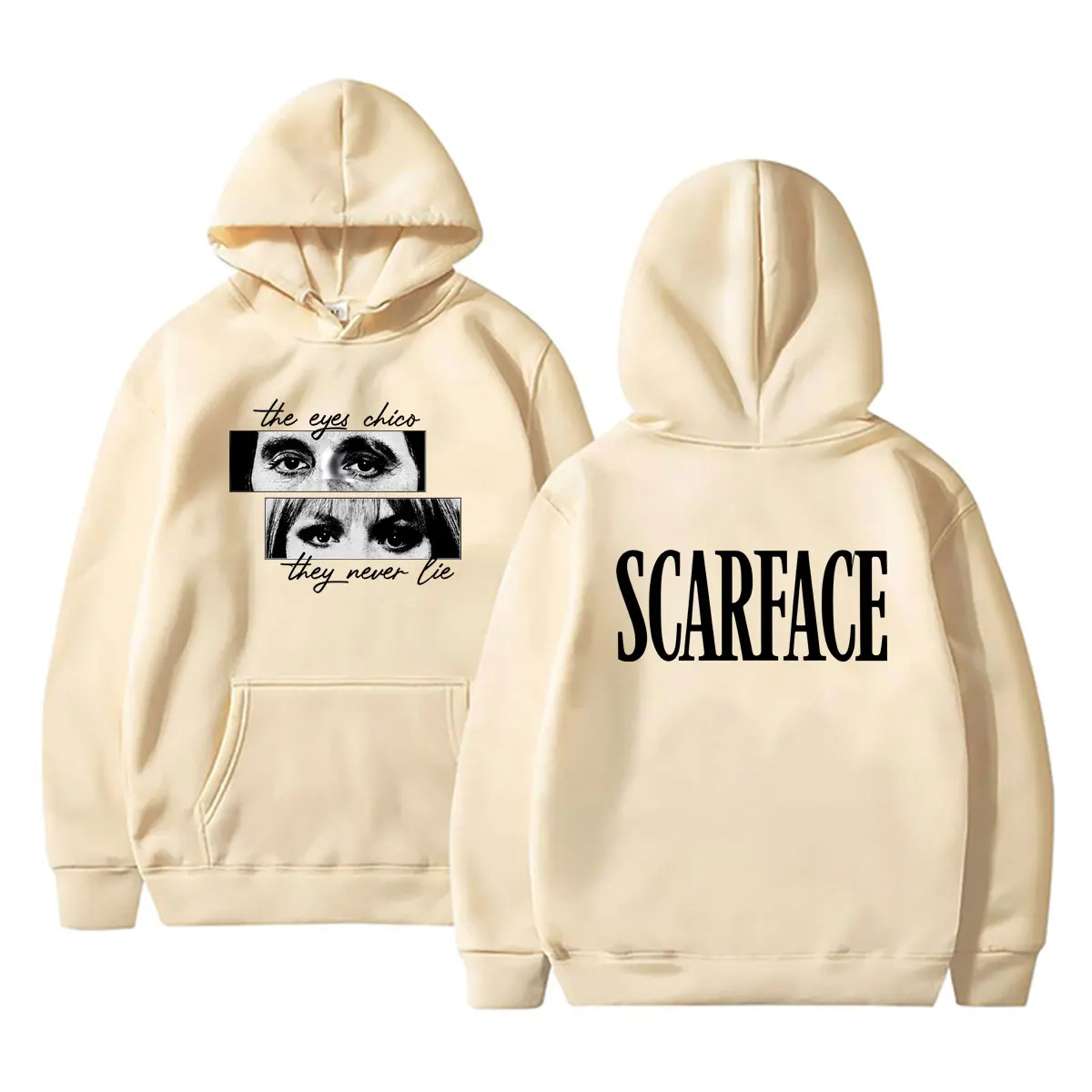 Heißer 90er-Jahre-Klassiker Gangster-Film Scarface Hoodie Tony Montana Al Pacino Sweatshirt Herren Damen Hip Hop Oversized Pullover Hoodies – Detail 7