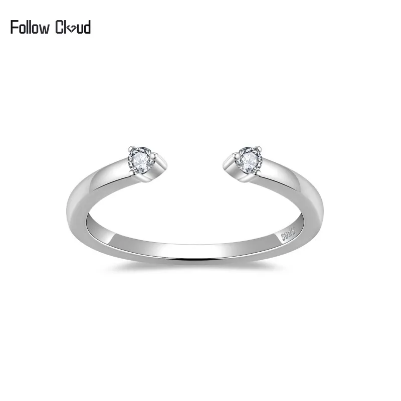 Follow Cloud 2.0mm Total 0.06ct Full Moissanite Diamond Engagement Ring for Women 925 Sterling Silver Wedding Eternity Band