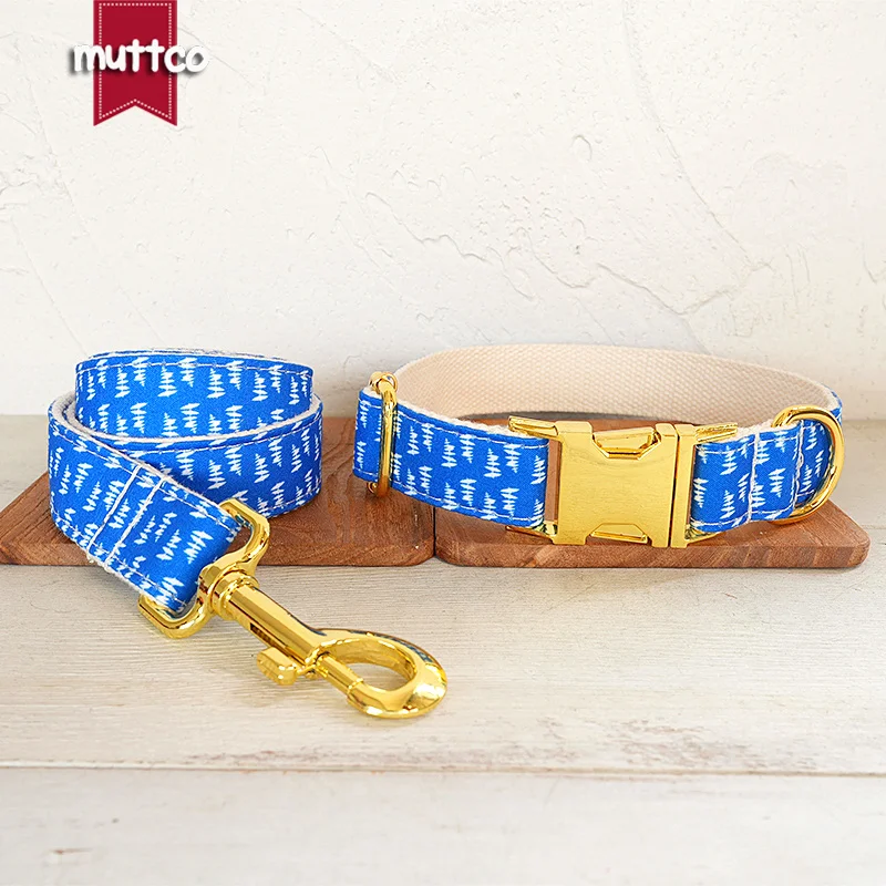 

MUTTCO this dog collar is a classic blue and white combination SEA BLUE FOREST that adds a stylish touch 5 sizes UDC155