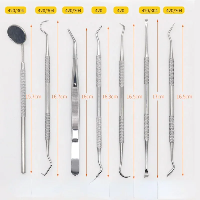 

Набор инструментов для ухода за зубами, 5 шт.: зонд, пинцет, лопатка, серповидный скейлер, из нержавеющей стали