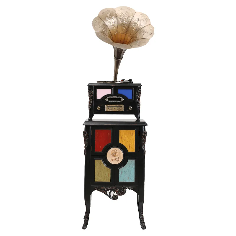Gramophone F8 retro living room Mediterranean European old vinyl record player solid wood home stereo