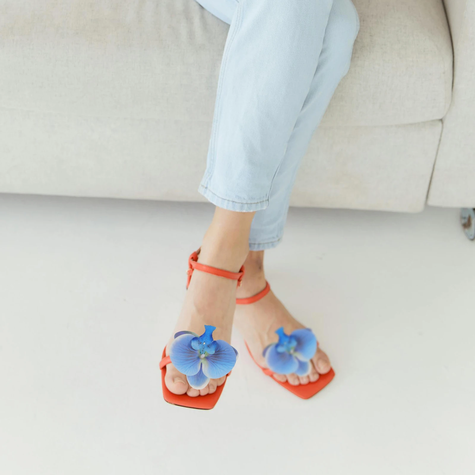 

Butterfly Orchid Shoe Clips Women Sandals Floral Decorations Removable Stylish Beach Party High Heels Buckle Accessories