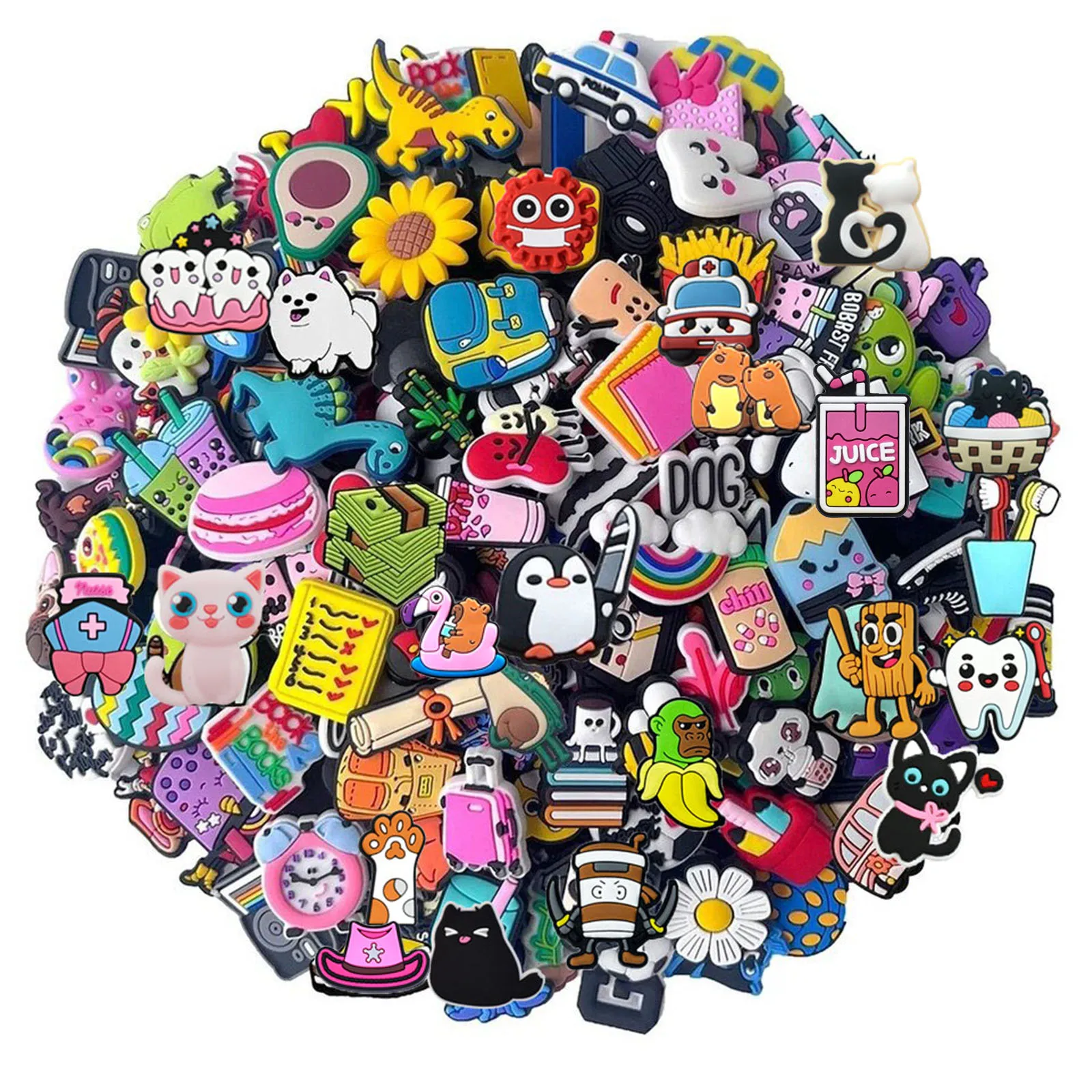 Lots of Random Style Shoe Charms for Sandals, 10-100Pcs PVC Shoe DIY Decorations Accessories Shoe Pins for Birthday, Party, Gif