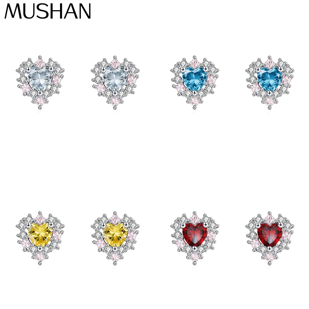 

MuShan Jewelry 925 Sterling Silver Stud Earrings Dangle High Carbon Diamond Bridal Shower Modern Women Earring Fine Jewelry
