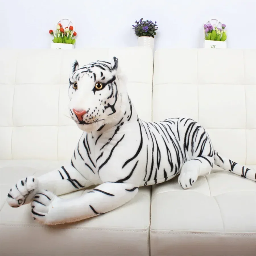 50cm 110cm peluche jouet poupée modèle roi de la forêt Simulation jaune blanc tigre canapé voiture coussin tenir oreiller enfants bébé cadeau