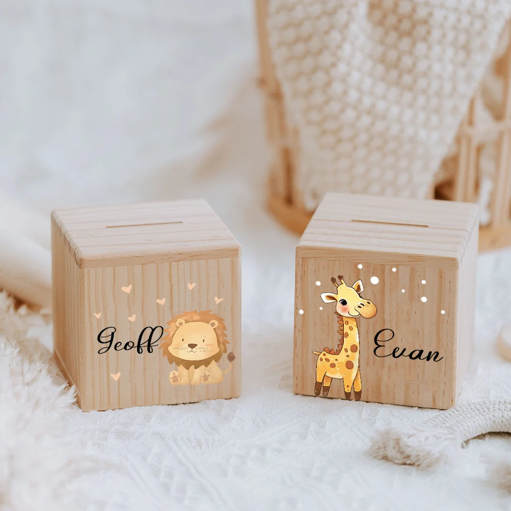 Personalized Baby Money Box Christening Gift Baptism Child Wooden Money Box Baptism Gifts Customized Piggy Bank with Name