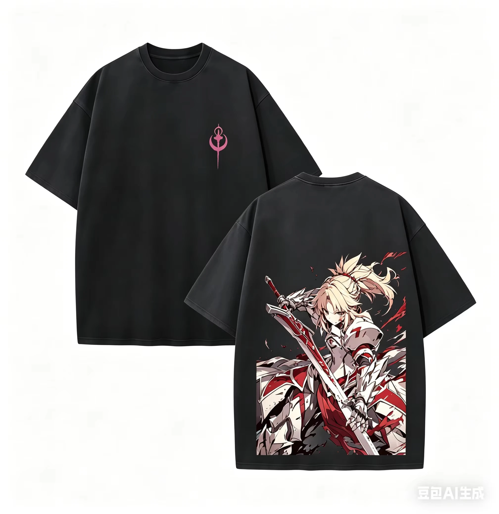 Fate Washed T-shirt Oversized Unisex Vintage Loose Retro Fashion Streetwear Trendy Cotton Short Sleeves Classic Breathable soft