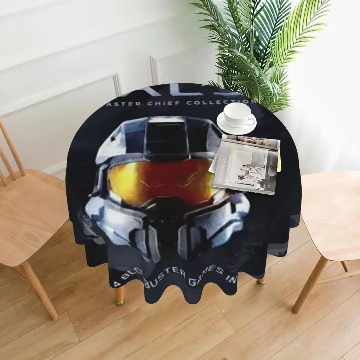 Toalha de mesa redonda à prova d'água Master Chief, toalha de mesa à prova de óleo para eventos de cozinha, mesa de jantar, 60 polegadas