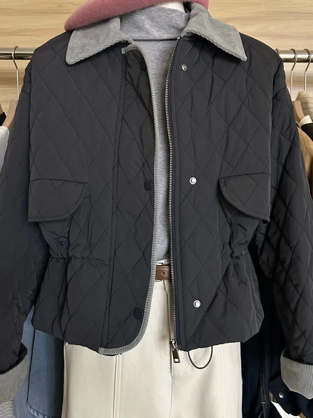 Manteau matelassé en coton pour femme, col Jaet, chaud, Vintage, doux, petite taille, hiver