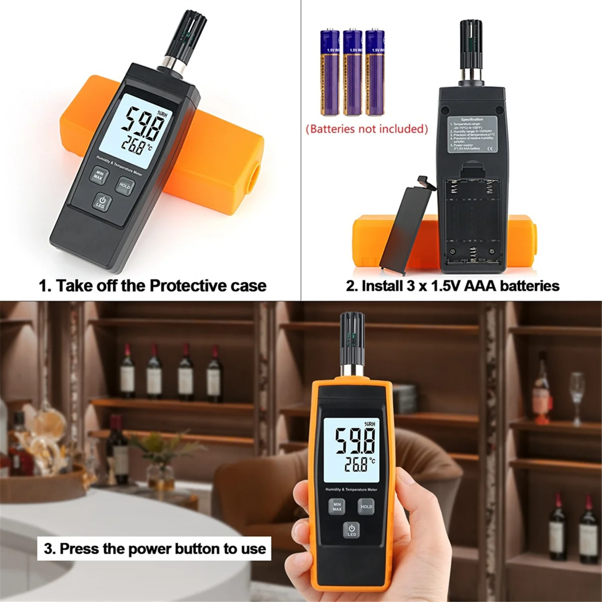 

ABIS-Inductive Digital Temperature and Humidity Meter Measurement Range 0-100%RH,-20-80℃ Temperature Humidity Monitor