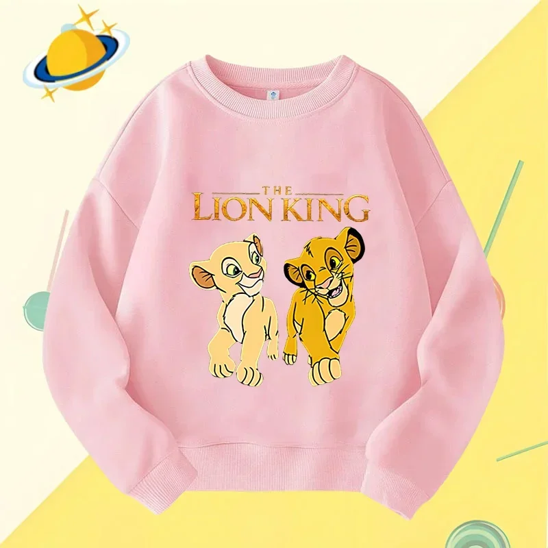 Lion King children\'s crewneck hoodie Disney cartoon print autumn and winter long-sleeved sweatshirt boys and girls casual top