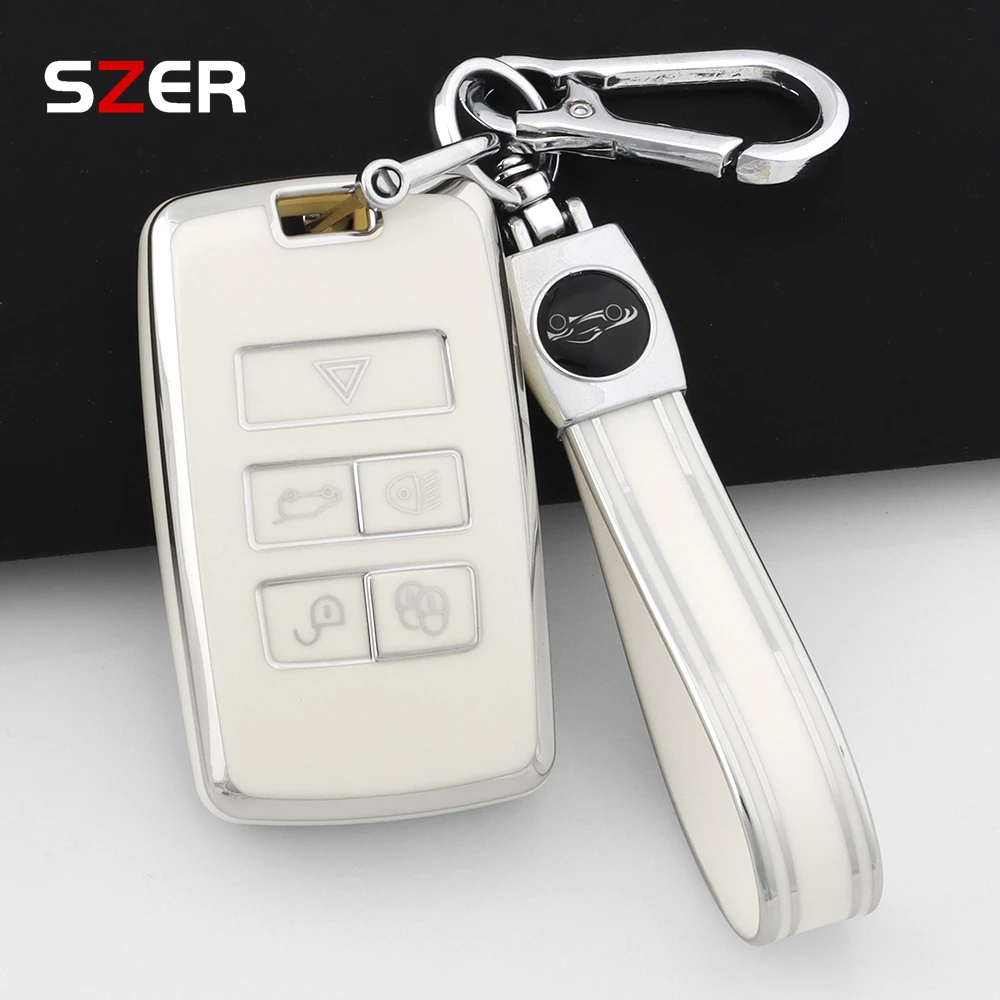 Fashion TPU Car Key Case Cover Fob Keychain Shell For Land Rover Range Rover Discovery 5 Sport 2018 For Jaguar XEL E-PACE 2019 view 2