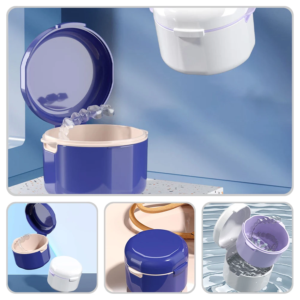 

2Pcs Denture Box Premium Plastic Retainer Carrier with Ventilation Design for Camping Business Trip Teeth Protector Case