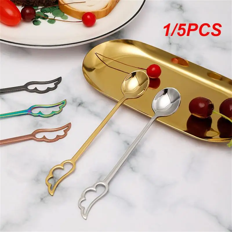 1/5PCS Mixing Spoon Easy To Clean Multiple Colors Creative Korean Tableware Spoon 304 Stainless Steel Dessert Spoon Coffee Spoon