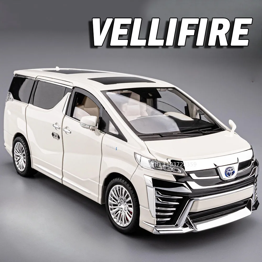 รถของเล่นโมเดลเวลไฟร์ อัลฟาร์ด ขนาด 1:18 ผลิตจากโลหะผสม แบบดึงกลับ มีระบบกันสะเทือน เสียง ไฟ ประตูเปิดได้ ของตกแต่งรถยนต์ MPV สำหรับผู้ใหญ่