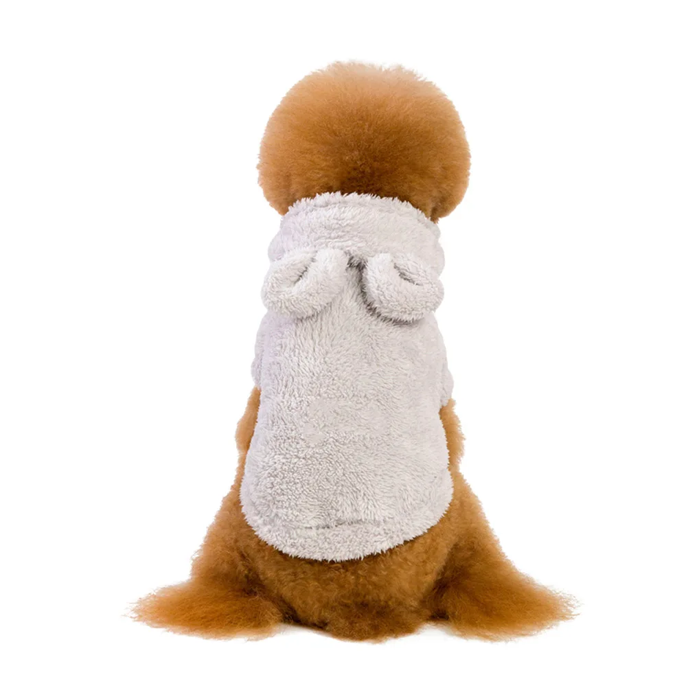 

Pet Dog Grey Xl Winter Clothes Bear Ears Hooded Buckle Closure No Sleeve Comfortable Thick Fleece Dog Sweaters Outdoor Apparel