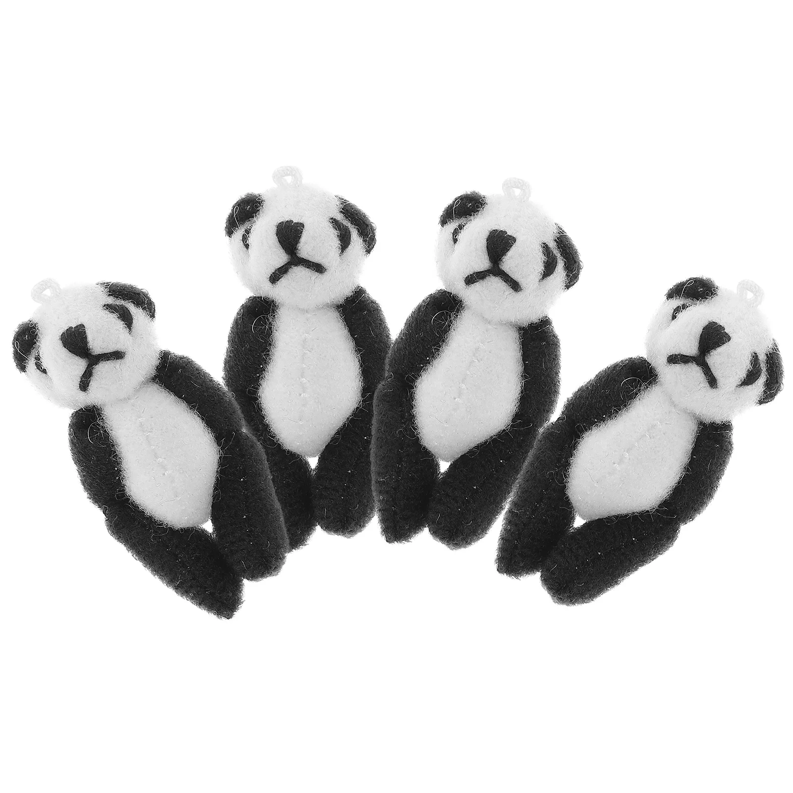 4 Pcs Mini Plush Panda Stuffed Toy Figure Keychain Animals Kids Toys Bulk Dolls