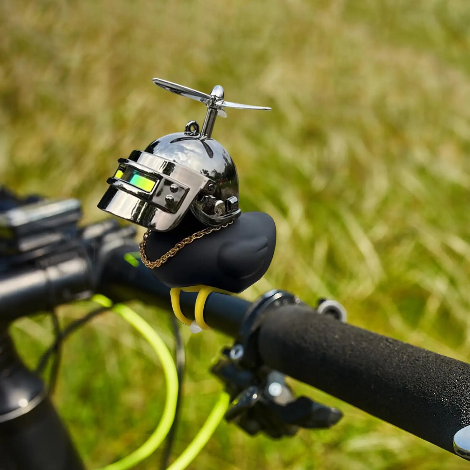 Broken Wind Duck Toy Motorcycle Car Ornaments Duck Car Dashboard Decoration with Cool Glasses Propeller Helmet