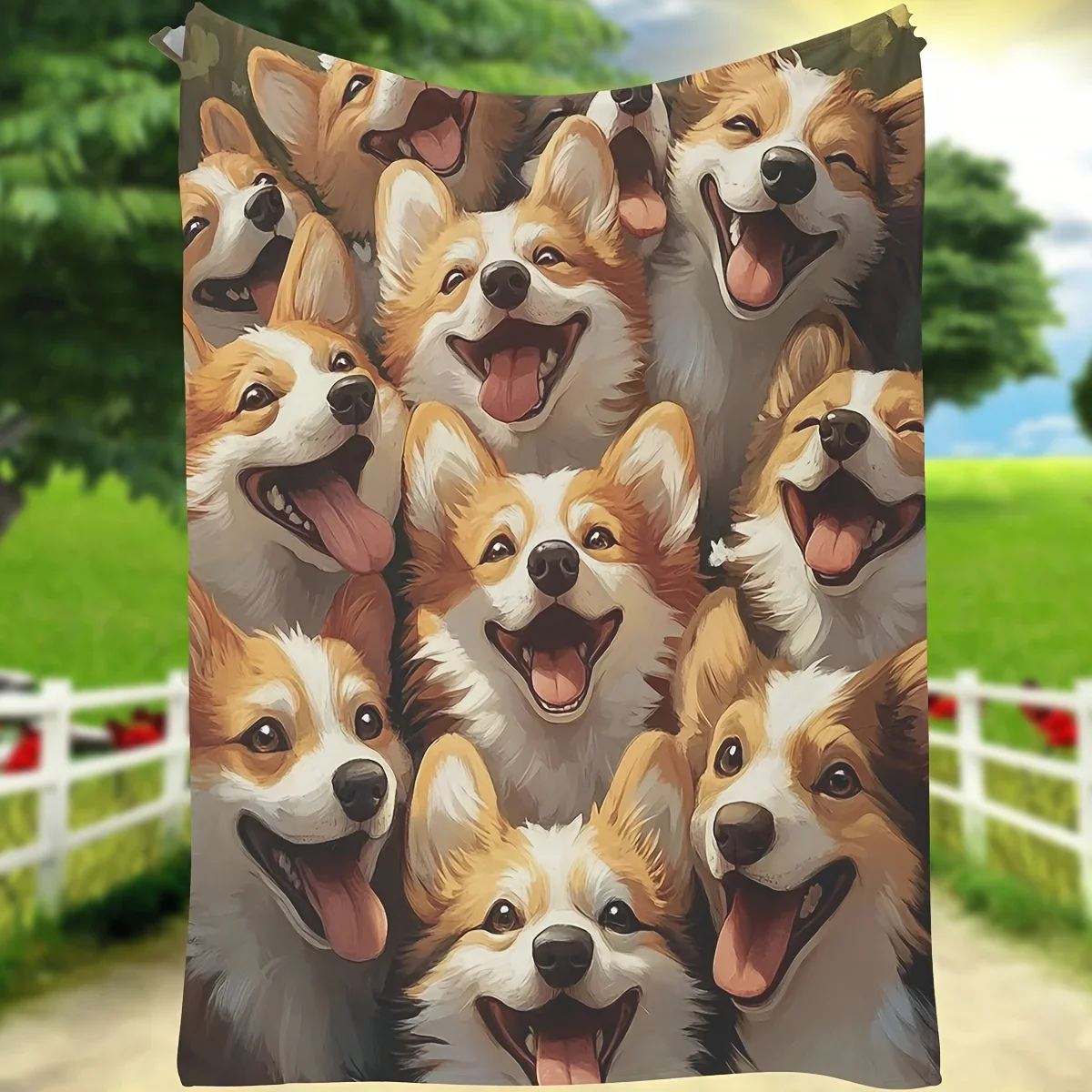 

Happy Corgi Collage Throw Soft Cozy Blanket with Adorable Dog Faces Design Ideal Gift for Pet and Animal Lovers