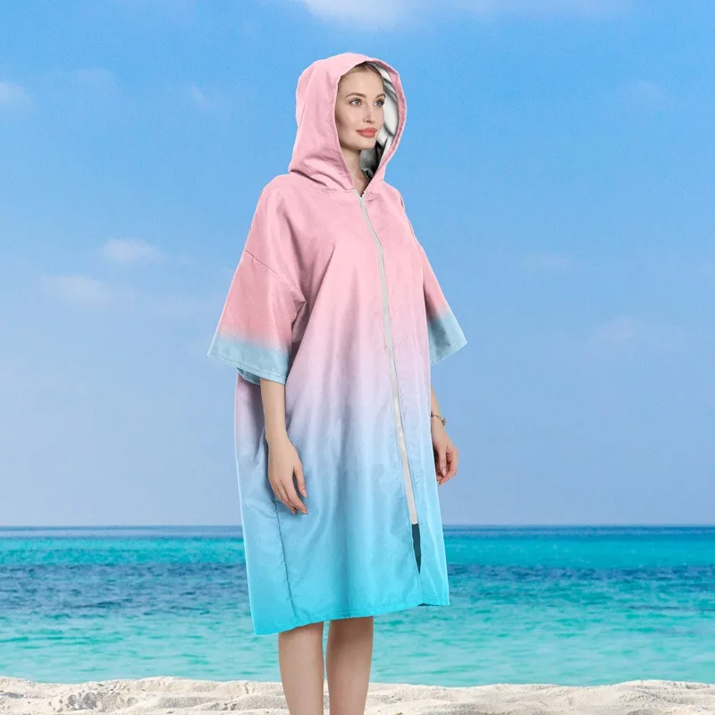 Wanita menutupi mantel Surf ponco berubah handuk cepat kering handuk mandi Cape Hood Microfiber berenang selimut pantai tali pantai untuk anak dewasa