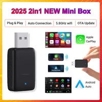 2025New cableado a inalámbrico Carplay Android Auto 2 en 1 Mini adaptador Dongle conexión automática Plug & Play Bluetooth WiFi Universal Mini caja