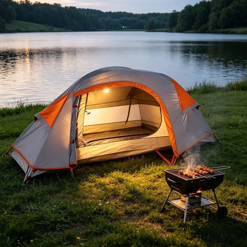 Kuppelzelt für 1 Person – Polyesterzelt mit abnehmbarem Überzelt, versiegelten Nähten und verbessertem Belüftungsvermögen, Campingzelte, Familienzelte, Angelzelte, geeignet für Strand, Picknick,