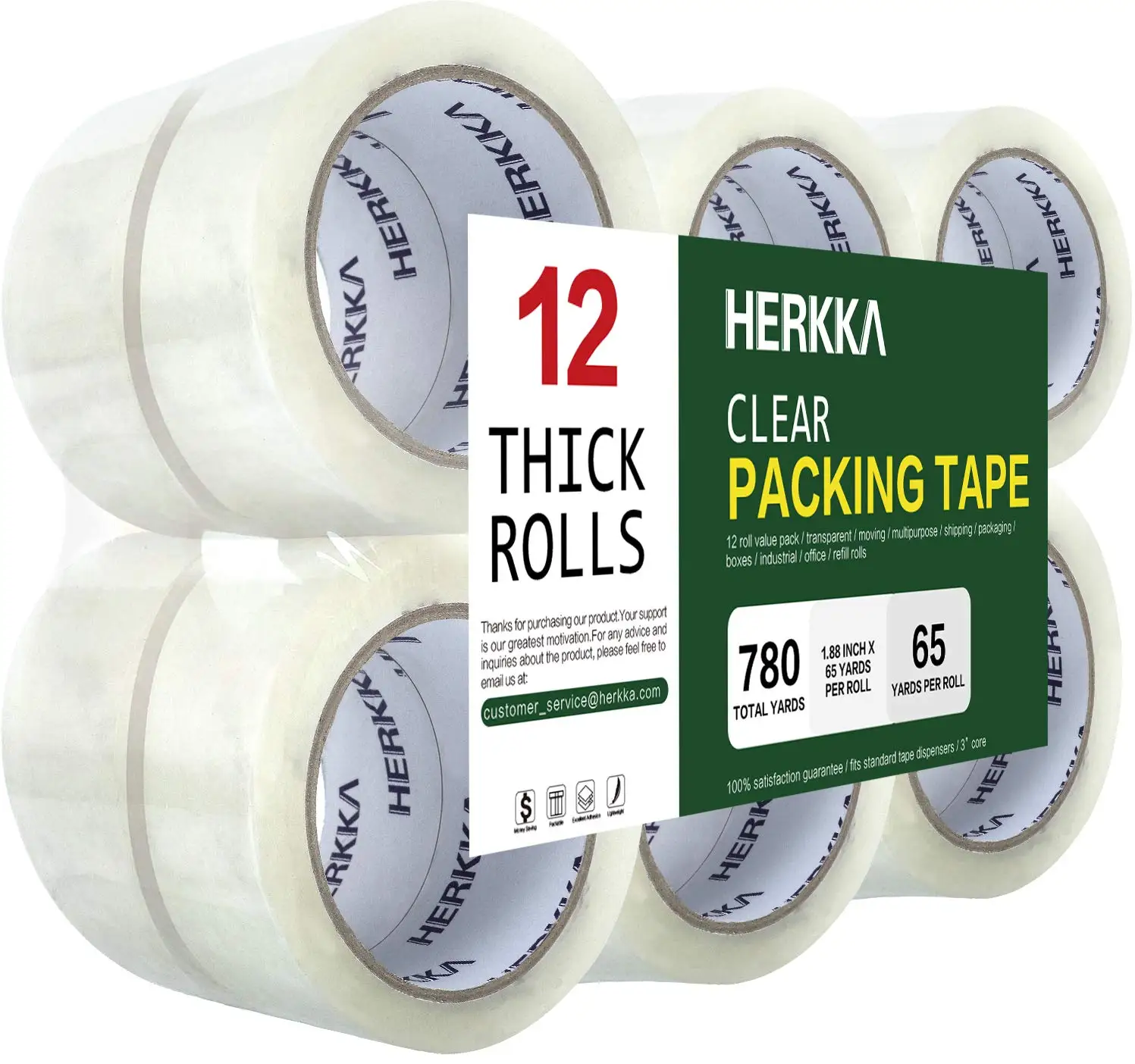 

Clear Packing Tape, 12 Rolls Heavy Duty Packaging Tape for Shipping Packaging Moving Sealing, Thicker Clear Packing Tape