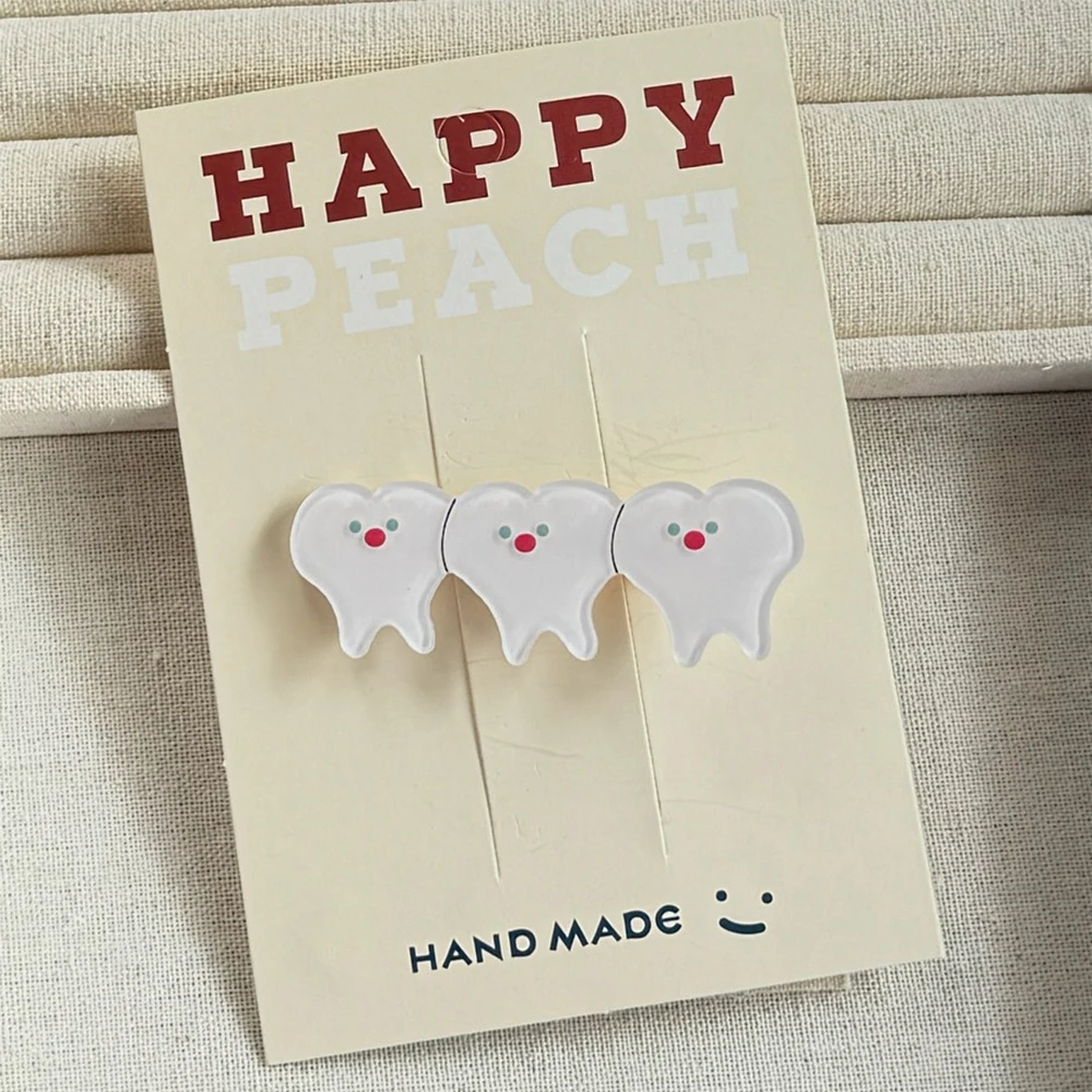 Tooth Clip Hairpin 3pcs/Set Headdress Hair Accessories Harajuku Barrettes Clip Bangs Hairpin Dentistry Gift No Bend Bangs Clip
