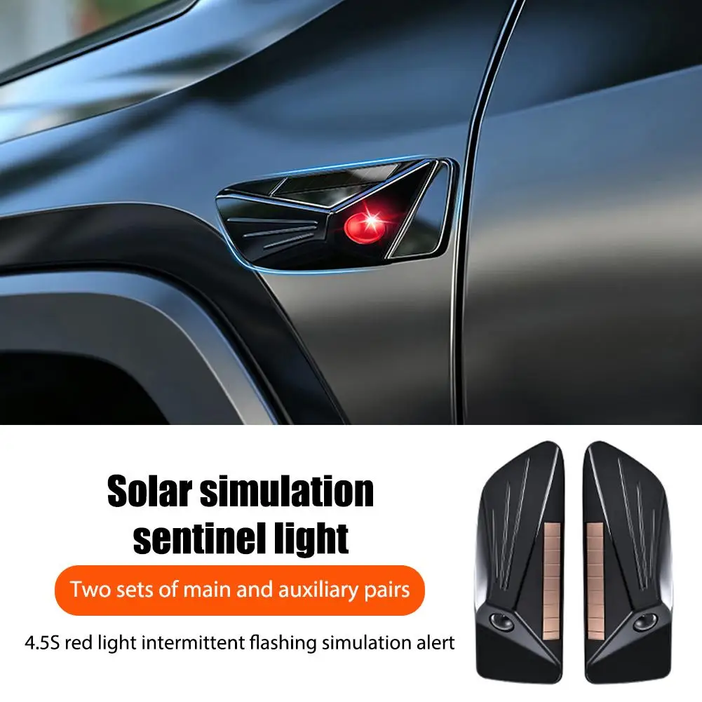 Car Solar Simulation Sentinel Mode Light Leaf Panel Anti-Theft Monitoring LED Flashlight Modification Decoration Universal