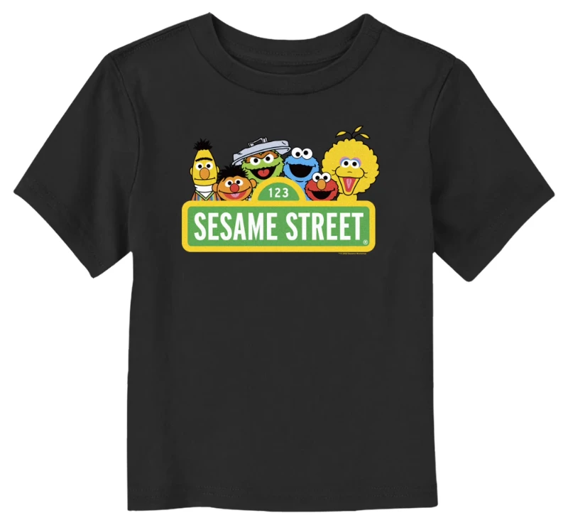 Camiseta de algodón con estampado gráfico de Sesame Street para mujer, camiseta de manga corta con cuello redondo