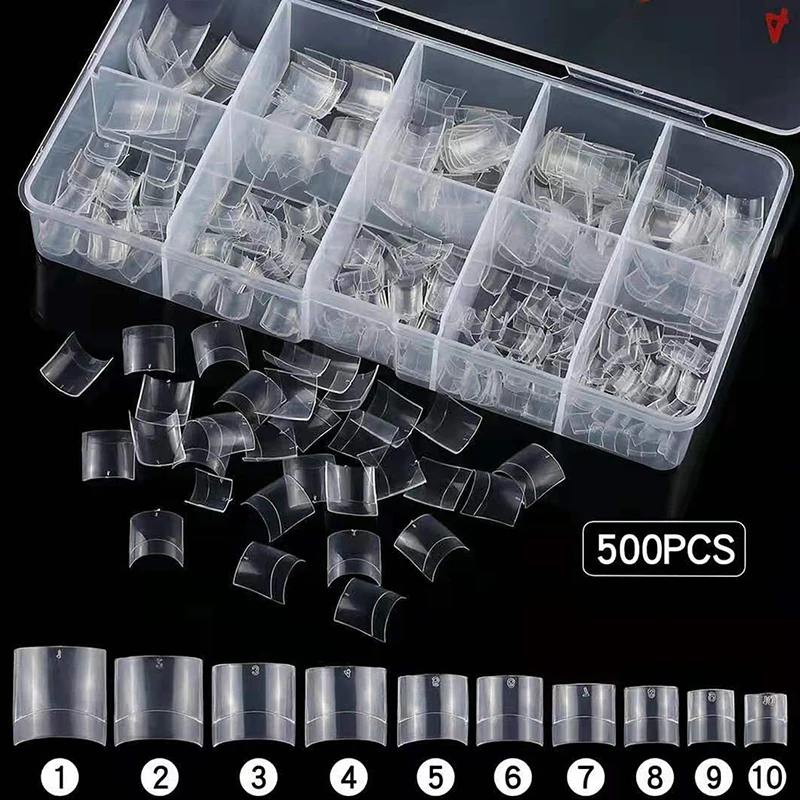 

500Pcs/Box Short Square Nail Tips French Acrylic Manicure False Nails