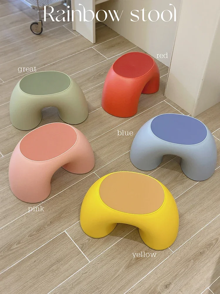 

Cute Little Stool Low Stool Dormitory Plastic Thickened Strong Children Baby Stepping Stool Living Room Coffee Table Bench