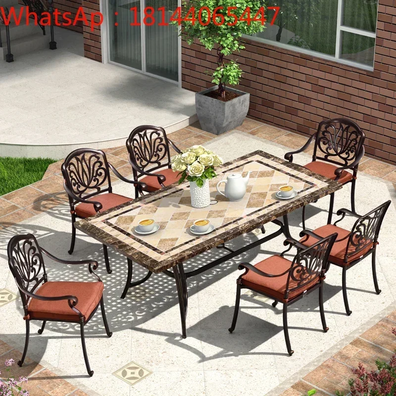 Outdoor courtyard outdoor cast aluminum villa garden terrace long table outdoor dining table