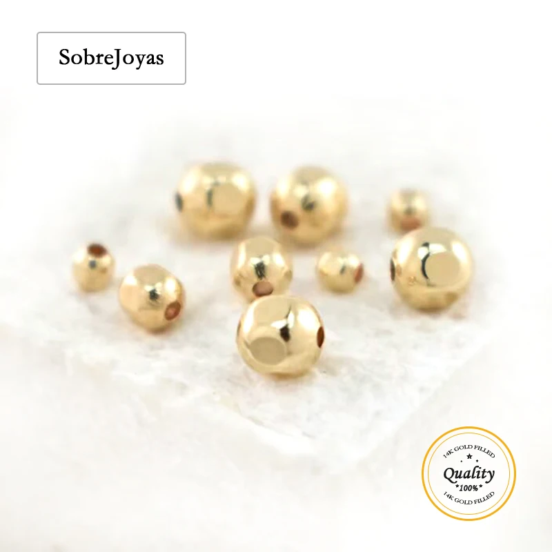 

14-каратное золото, граненые бусины, бесшовные бусины-разделители для изготовления ювелирных изделий, объемные бусины для браслета, ожерелья