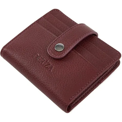 Deriza Type Genuine Leather Men Wallet Original Real Black Sheepskin Card Wallet Handmade Quality Elegant 2022 Maroon